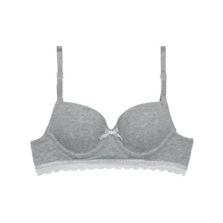 Soutien-gorge fille à coques moulées en coton stretch Gris Dim Trendy