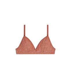 Soutien-gorge fille coton stretch Ocre à fleurs Les Pockets
