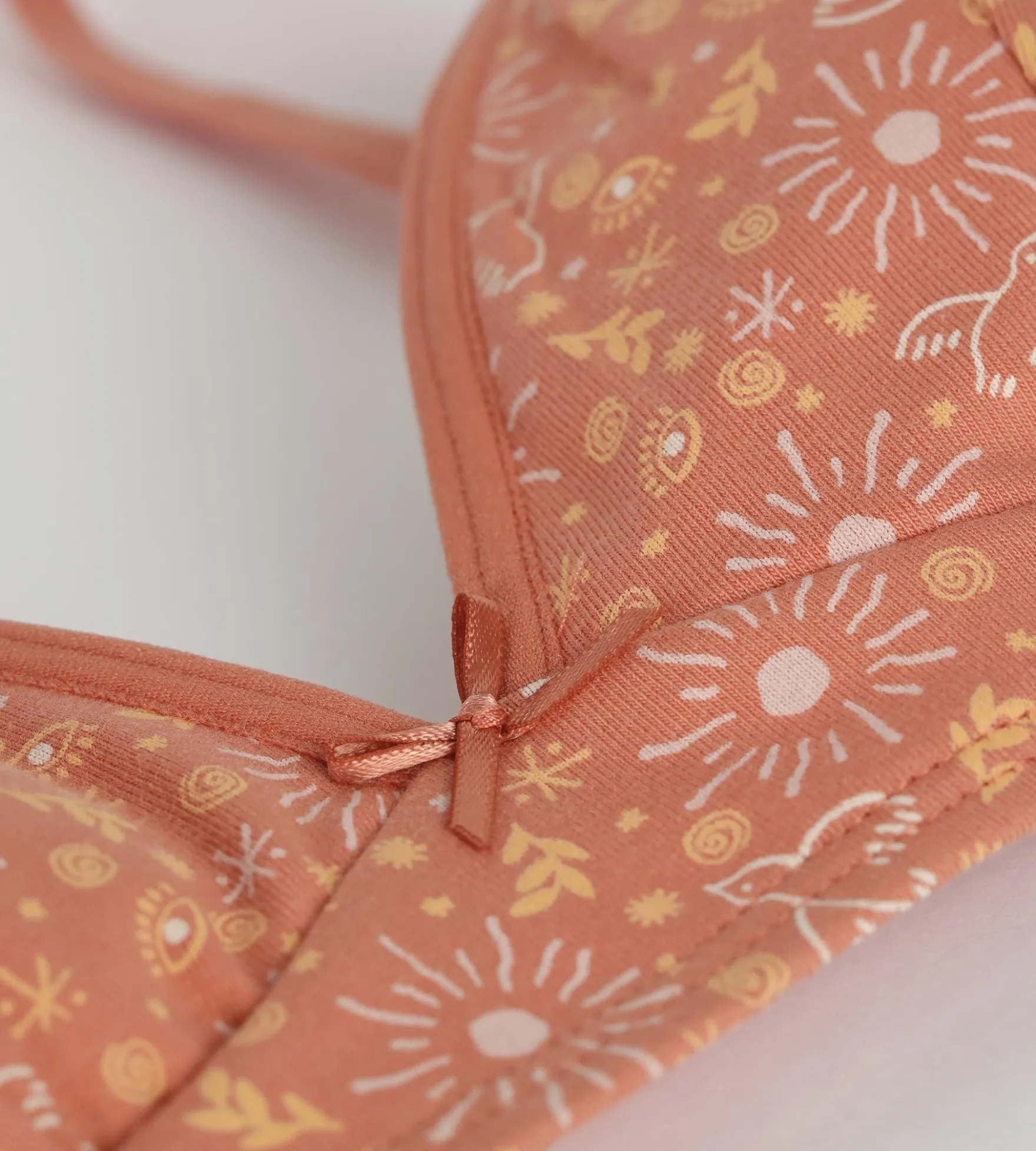 Soutien-gorge fille coton stretch Ocre à fleurs Les Pockets
