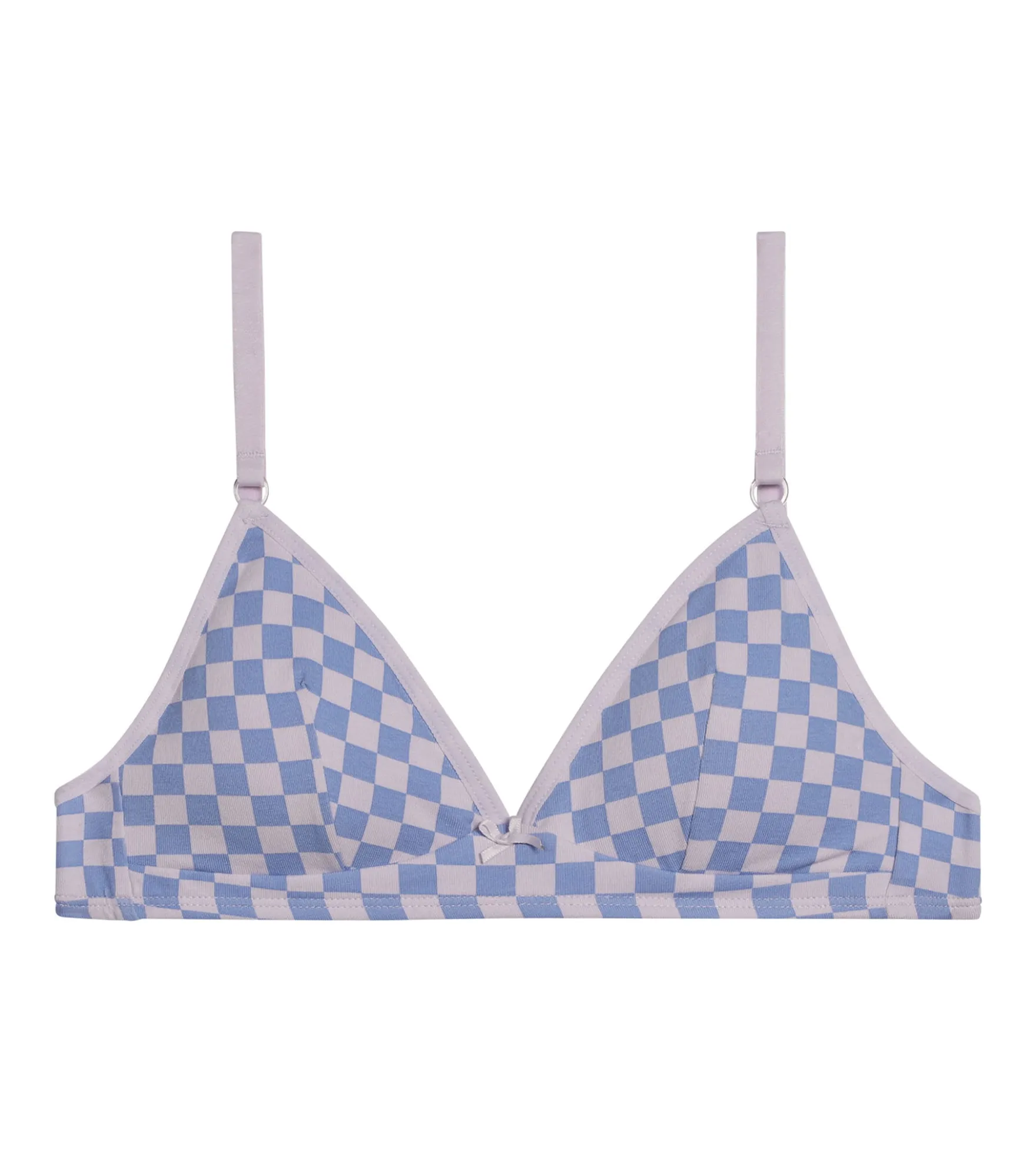 Soutien-gorge fille triangle coton stretch Lila à damier Les Pockets