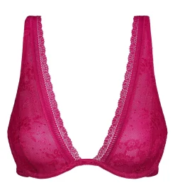 Soutien-gorge foulard à armatures dentelle florale Fuchsia Dim Romance