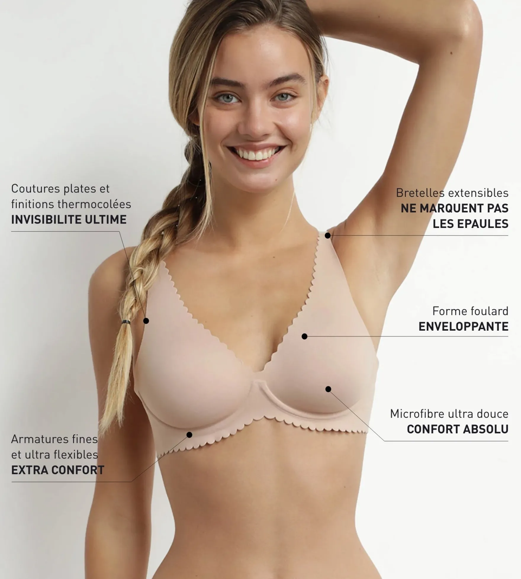 Soutien-gorge foulard à armatures en microfibre Nude Dim Body Touch