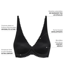 Soutien-gorge foulard à armatures en microfibre Noir Dim Body Touch