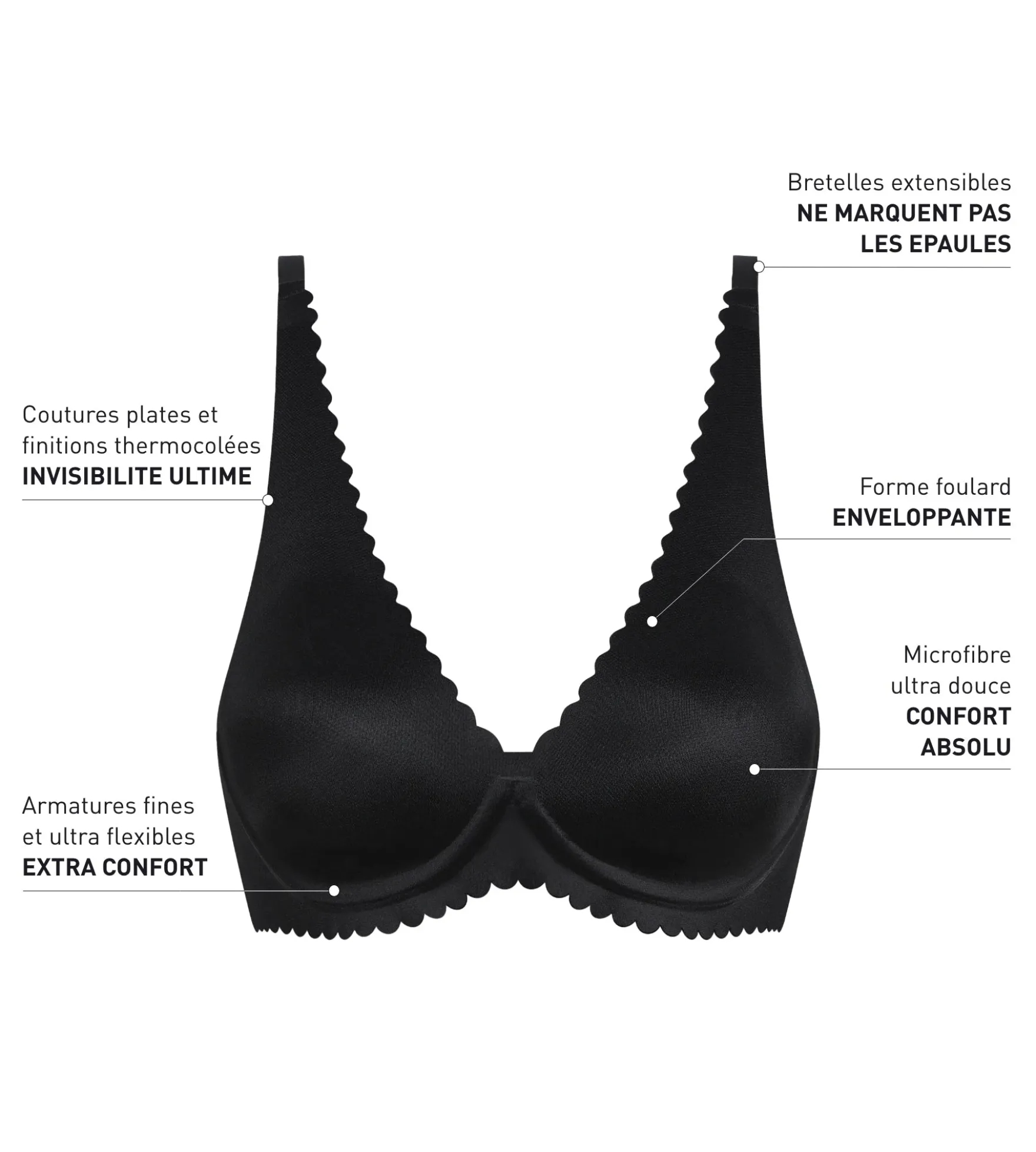Soutien-gorge foulard à armatures en microfibre Noir Dim Body Touch