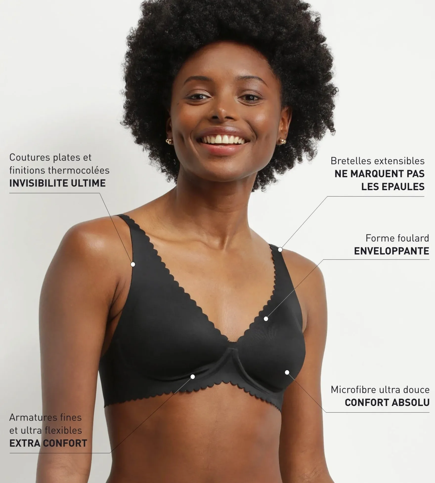 Soutien-gorge foulard à armatures en microfibre Noir Dim Body Touch