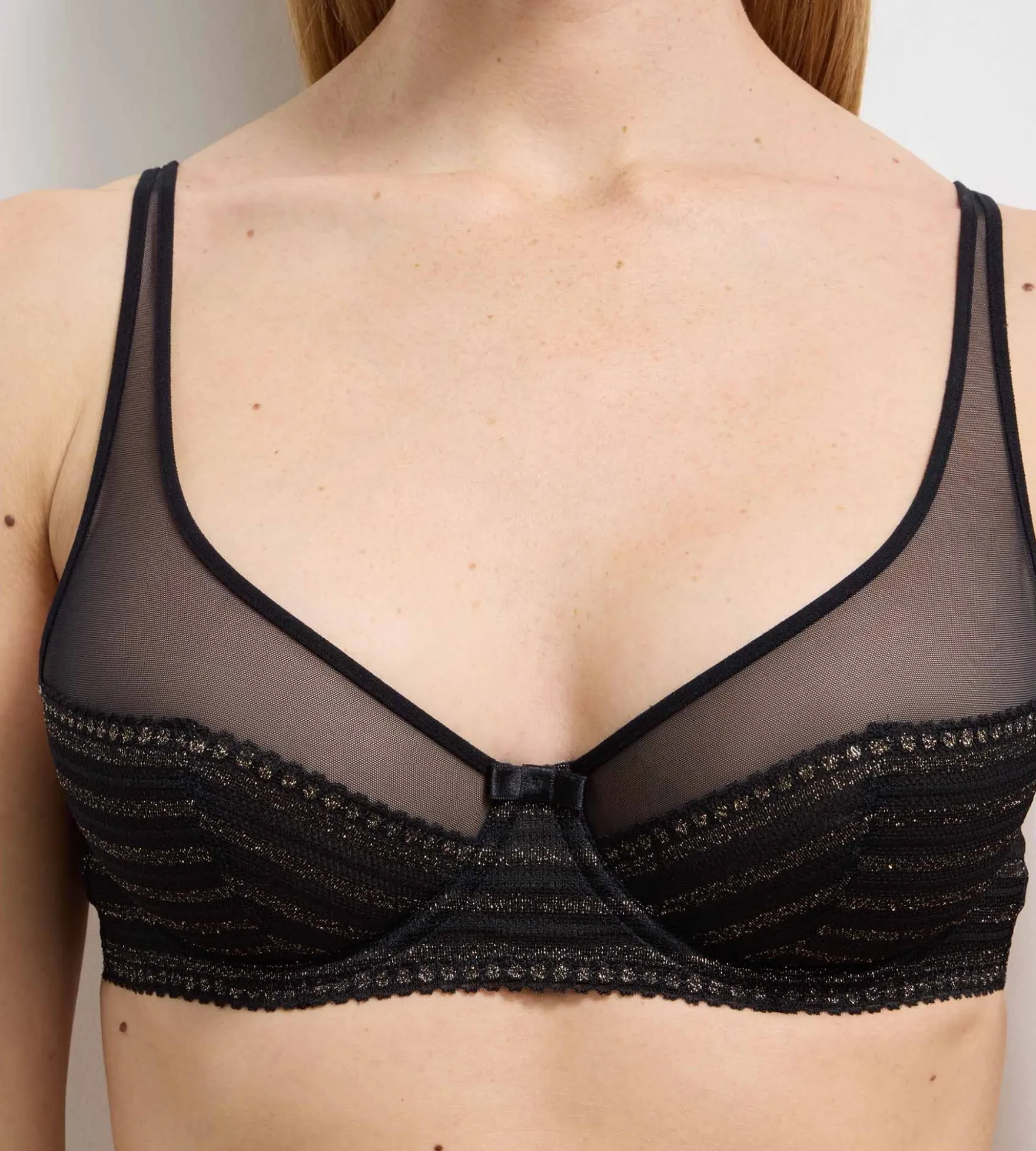 Soutien-gorge foulard à armatures dentelles noir rayé Holiday