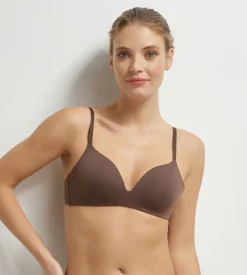 Soutien-gorge paddé sans armature en microfibre Brun Dim Invisible