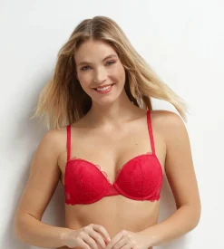 Soutien-gorge push-up en dentelle à motif cœur Rouge Red Love