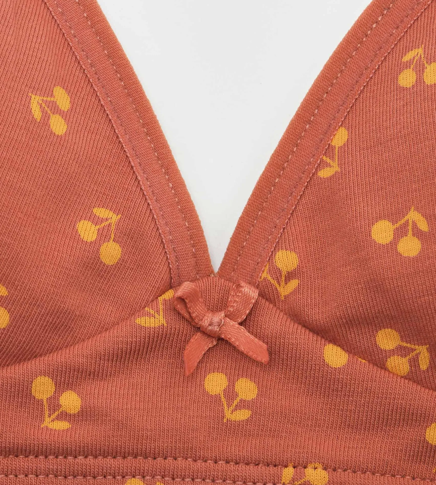 Soutien-gorge triangle fille motif cerise Jaune Les Pockets