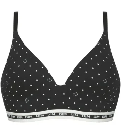 Soutien-gorge triangle paddé en coton modal Noir à pois Dim Icons