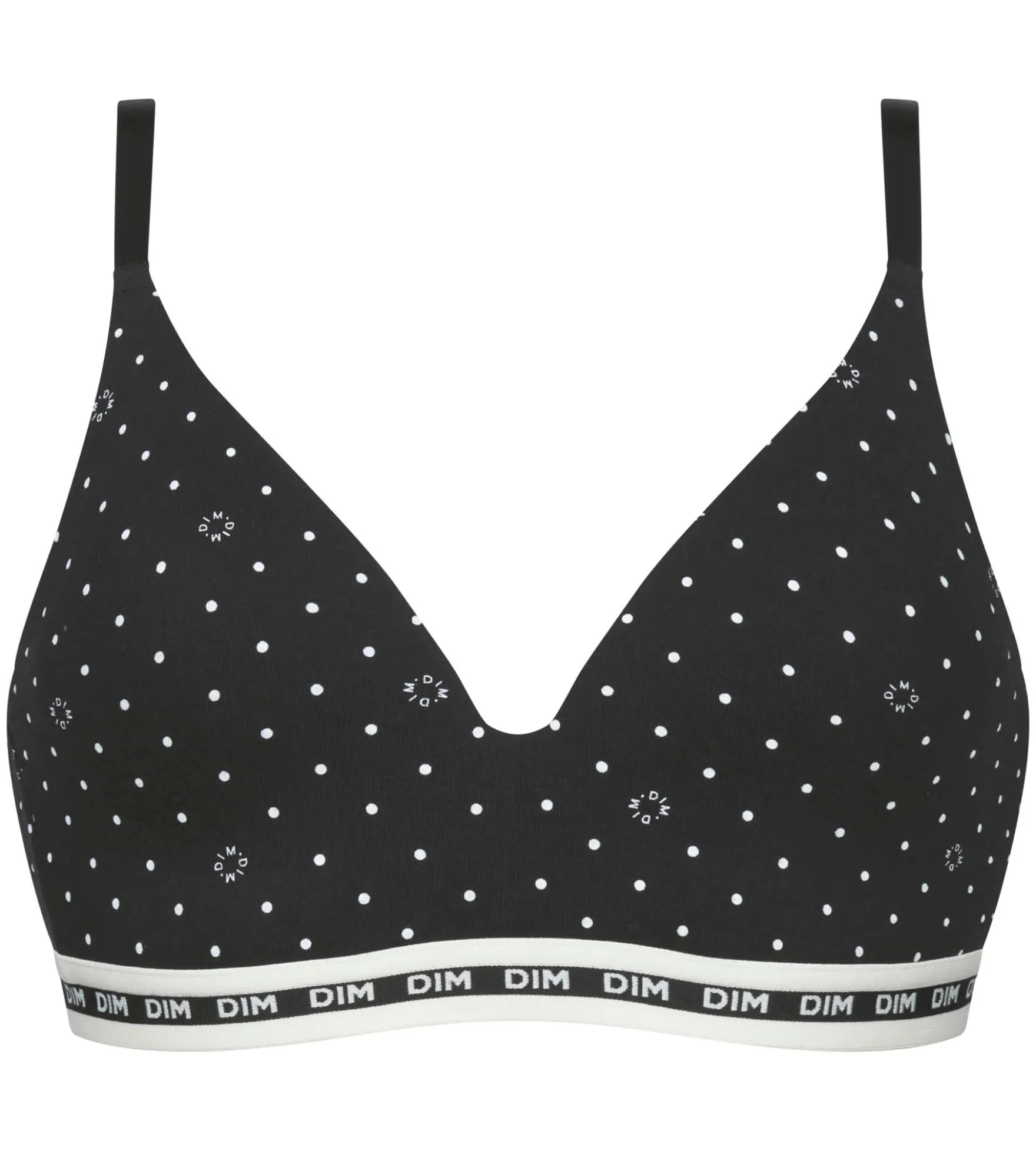 Soutien-gorge triangle paddé en coton modal Noir à pois Dim Icons