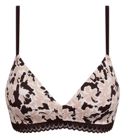Soutien-gorge triangle paddé sans armatures à fleurs Beige Daily Micro