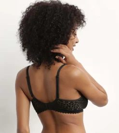 Soutien-gorge triangle sans armature motif floral Noir Daily Dentelle