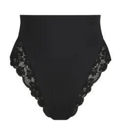String galbant taille haute microfibre et dentelle Noir Dim Silhouette Elegance