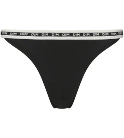 Tanga en coton modal Noire et ceinture Beige Dim Icons Essentiel