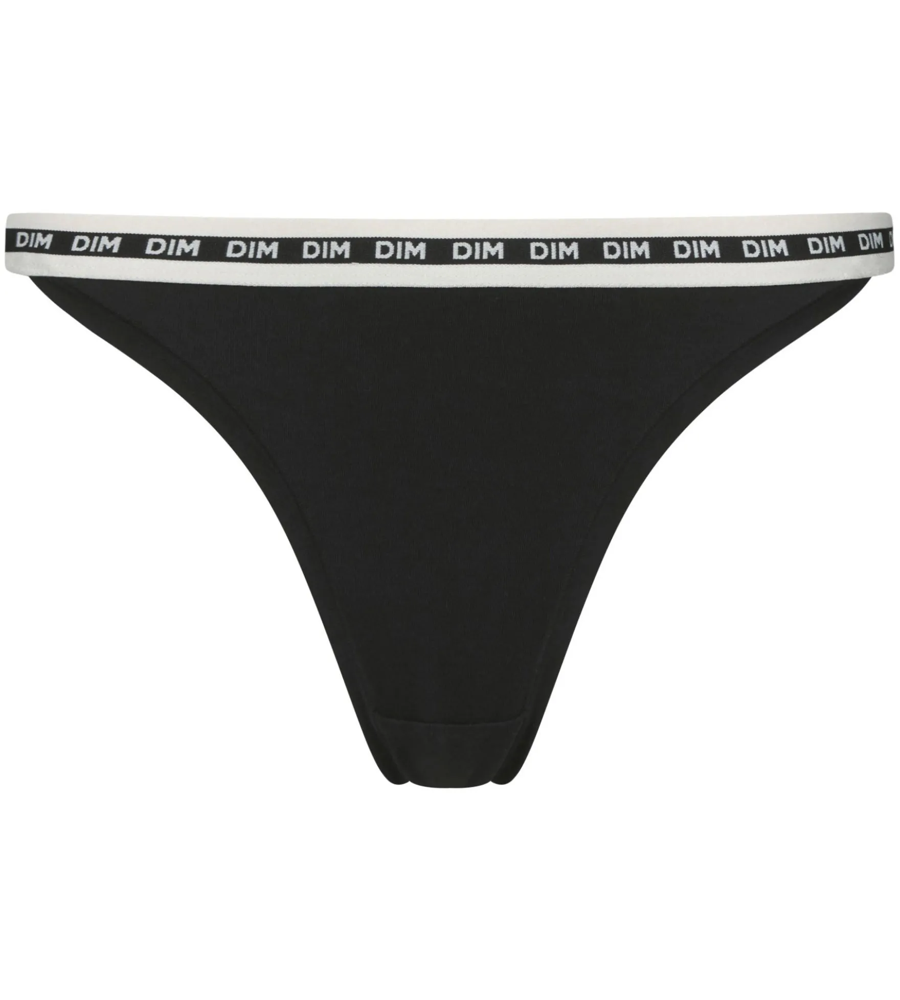 Tanga en coton modal Noire et ceinture Beige Dim Icons Essentiel