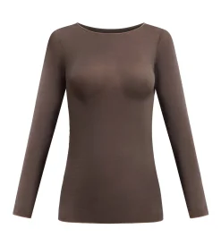 T-shirt col rond chocolat profond Thermal Light