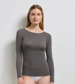 T-shirt col rond gris acier Thermal Light