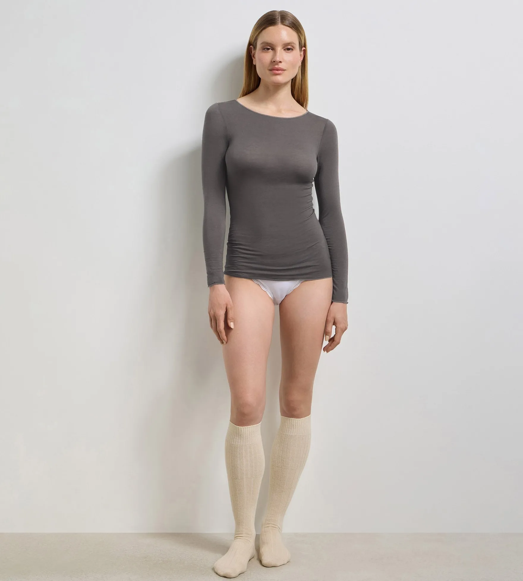 T-shirt col rond gris acier Thermal Light