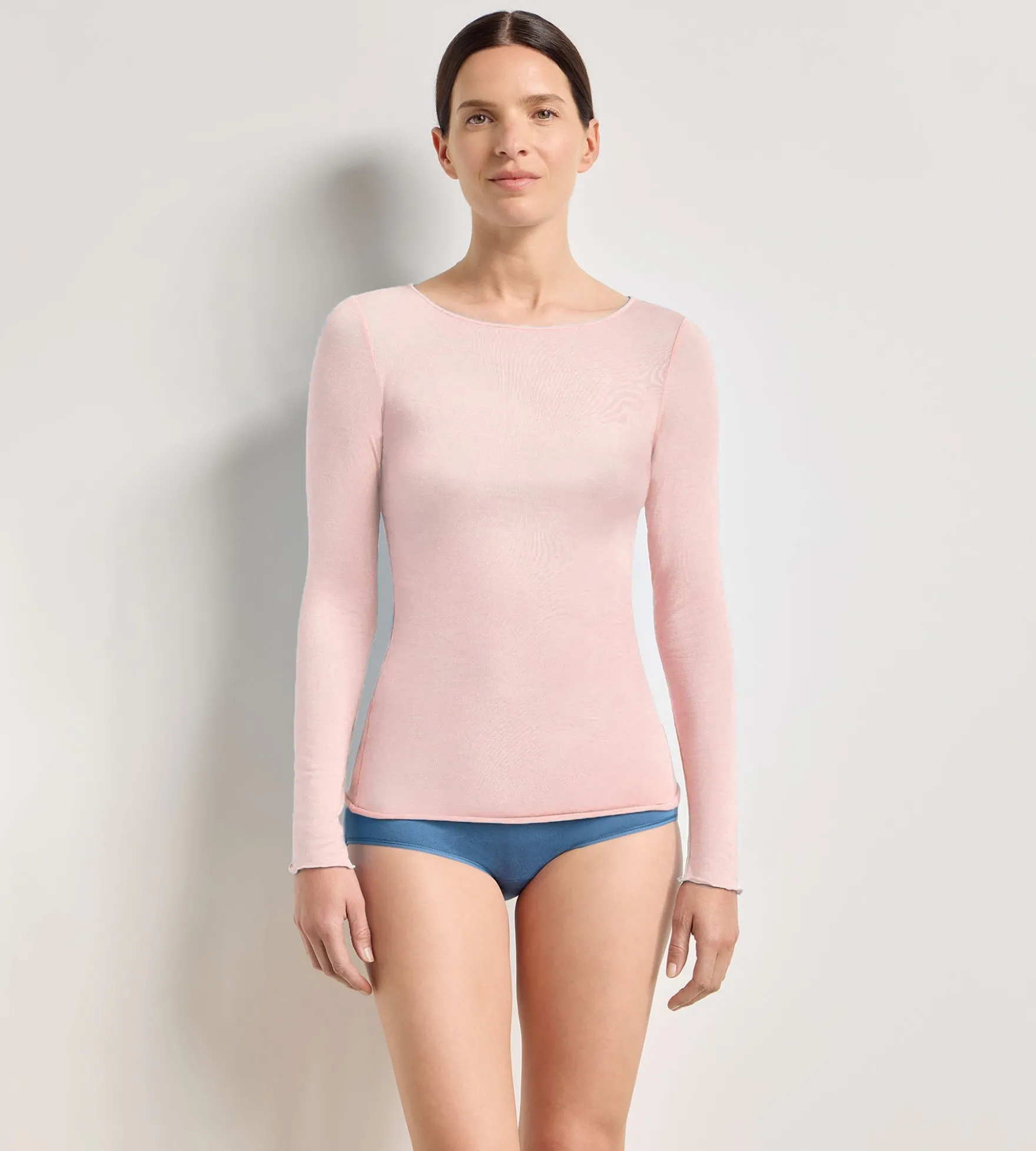 T-shirt col rond rose doux Thermal Light