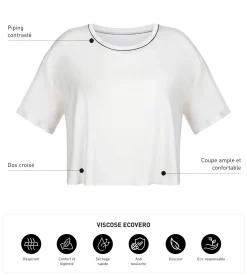 T-shirt de sport femme avec dos ouvert en viscose Écrue Dim Move