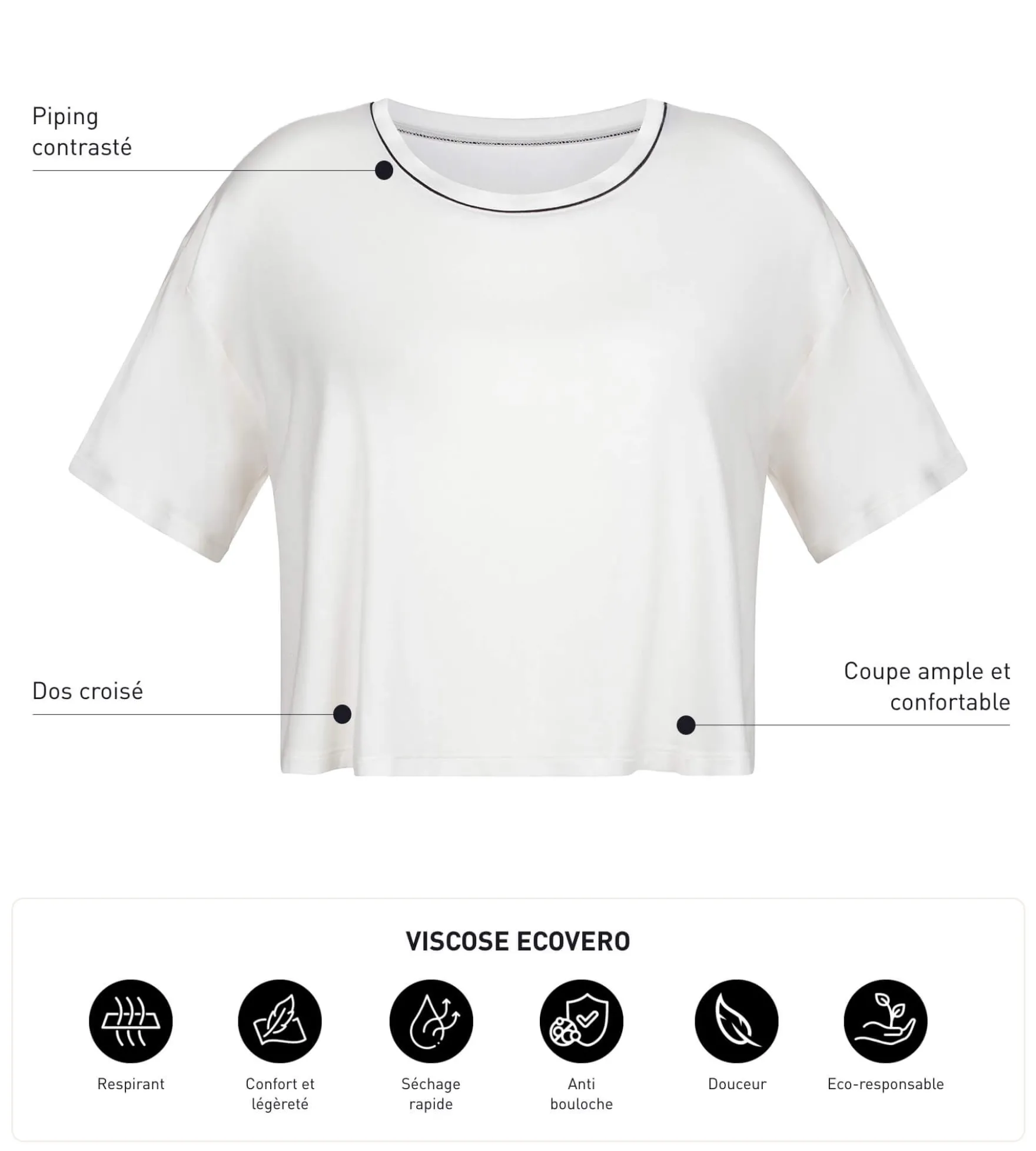 T-shirt de sport femme avec dos ouvert en viscose Écrue Dim Move