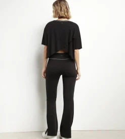 T-shirt de sport femme en viscose noire avec dos ouvert Dim Move