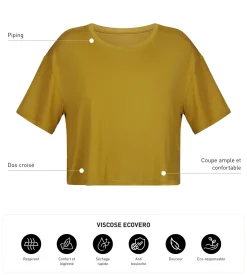 T-shirt de sport femme en viscose vert olive avec dos ouvert Dim Move