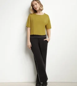 T-shirt de sport femme en viscose vert olive avec dos ouvert Dim Move