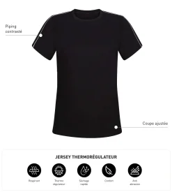 T-shirt de sport femme thermorégulateur en jersey Noir Dim Move