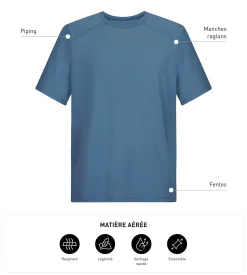 T-shirt de sport homme en matière aérée Bleu Jean Dim Move