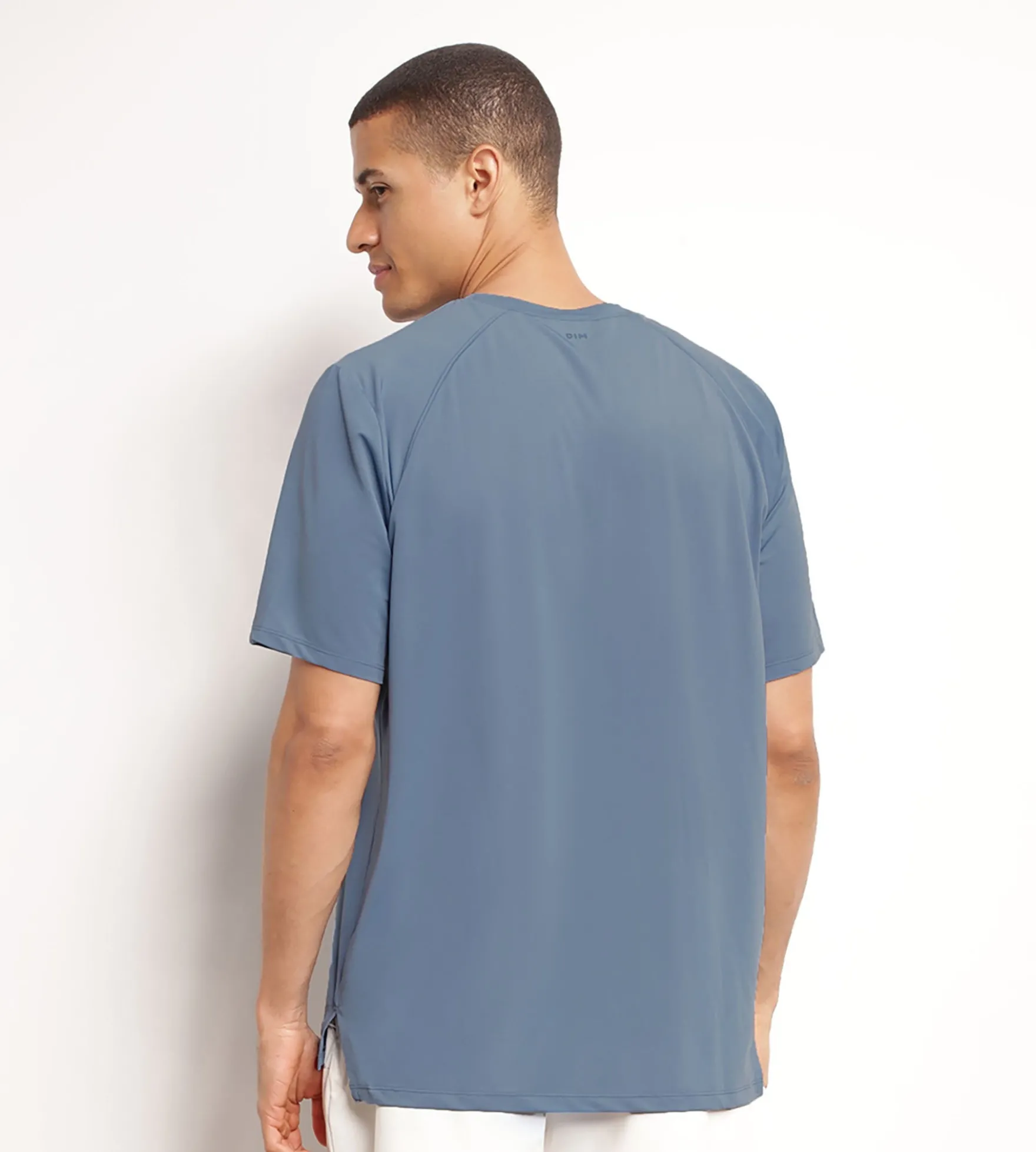 T-shirt de sport homme en matière aérée Bleu Jean Dim Move