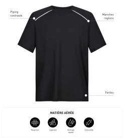 T-shirt de sport homme en matière aérée Noir Dim Move