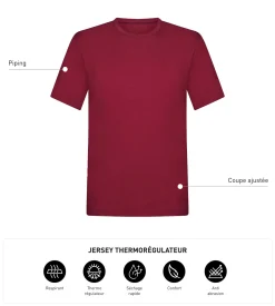 T-shirt de sport homme thermorégulateur en jersey Bordeaux Dim Move