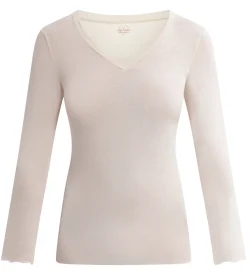 T-shirt femme col V modal et cachemire Beige Light & Warm