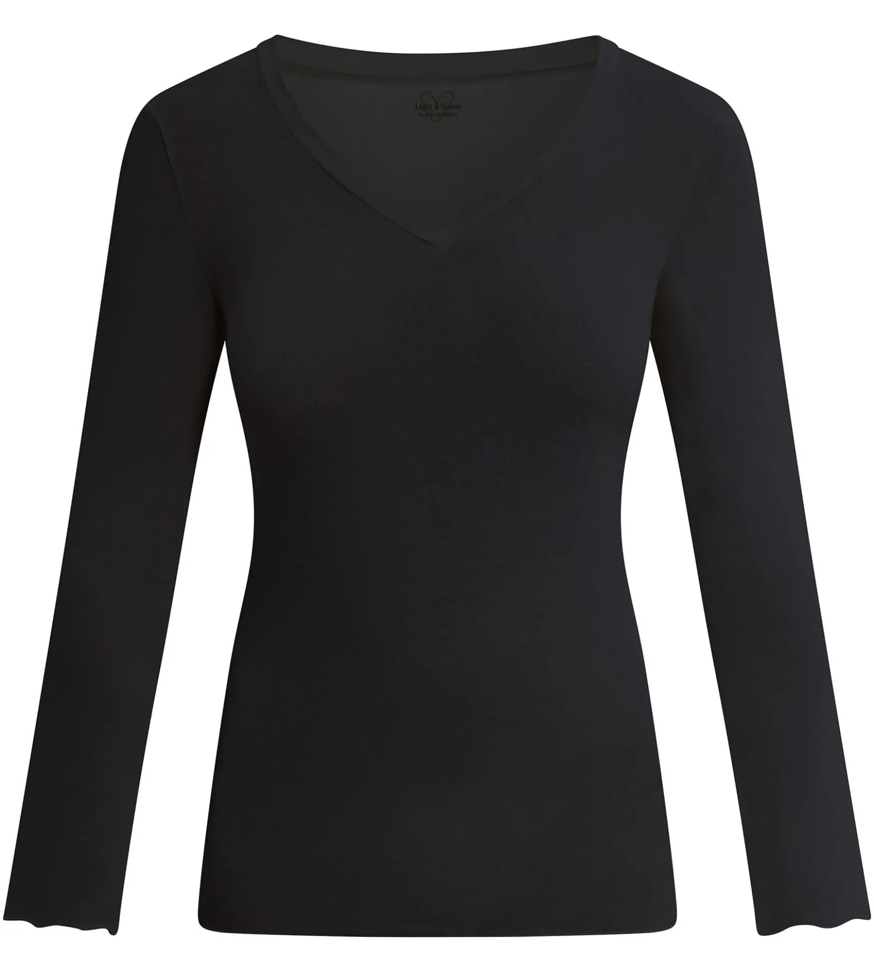 T-shirt femme col V modal et cachemire Noir Light & Warm