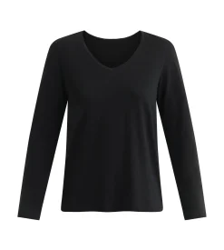 T-shirt femme en coton à manches longues Noir Dim Thermal