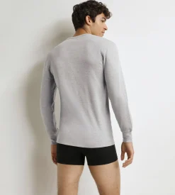 T-shirt homme en coton gris chiné Dim Thermal