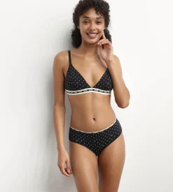 Slip femme en coton modal Noir à motif logo Dim Icons Essentiel